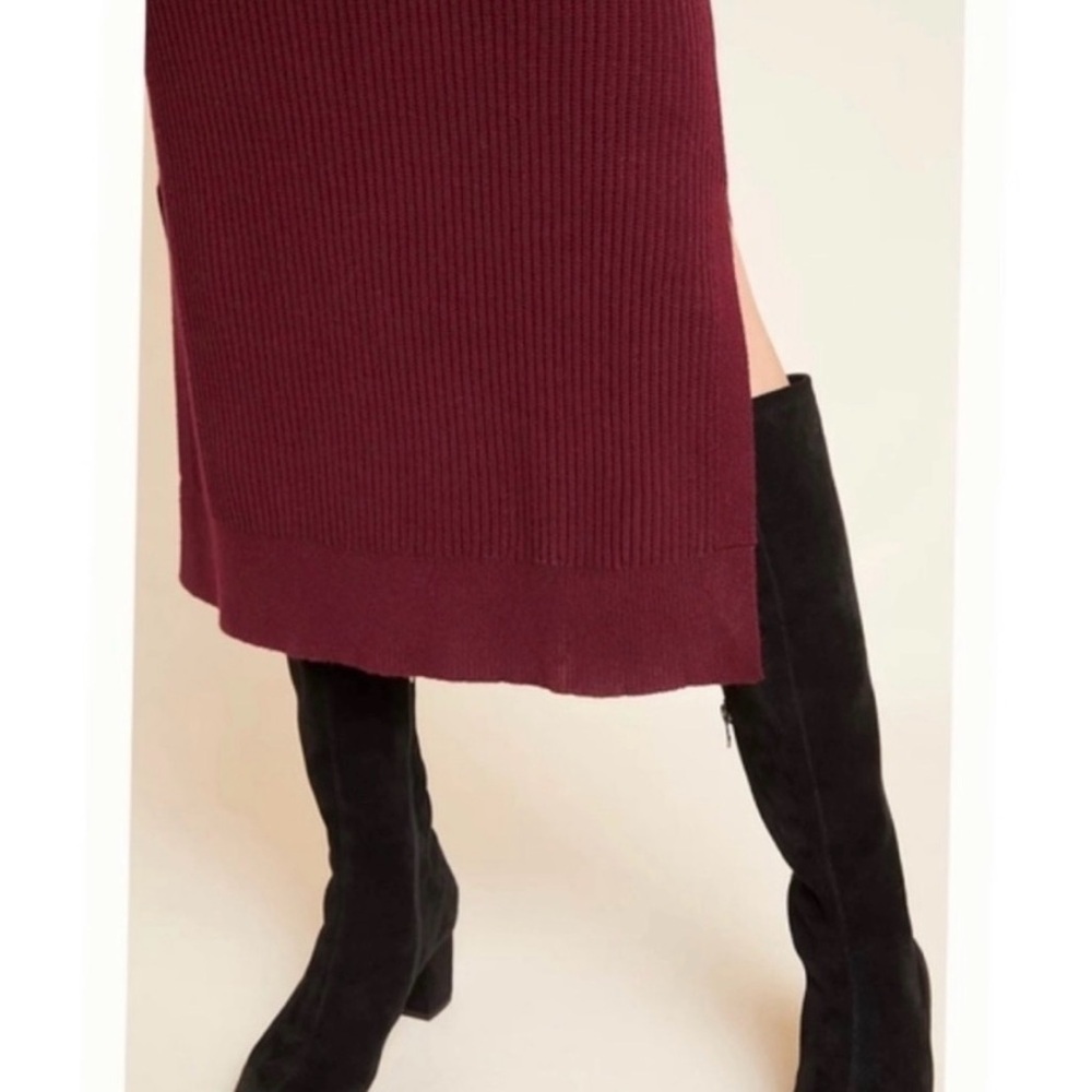 Anthropologie Carlotta turtleneck sweater dress in a burgundy color. S - Picture 4 of 5